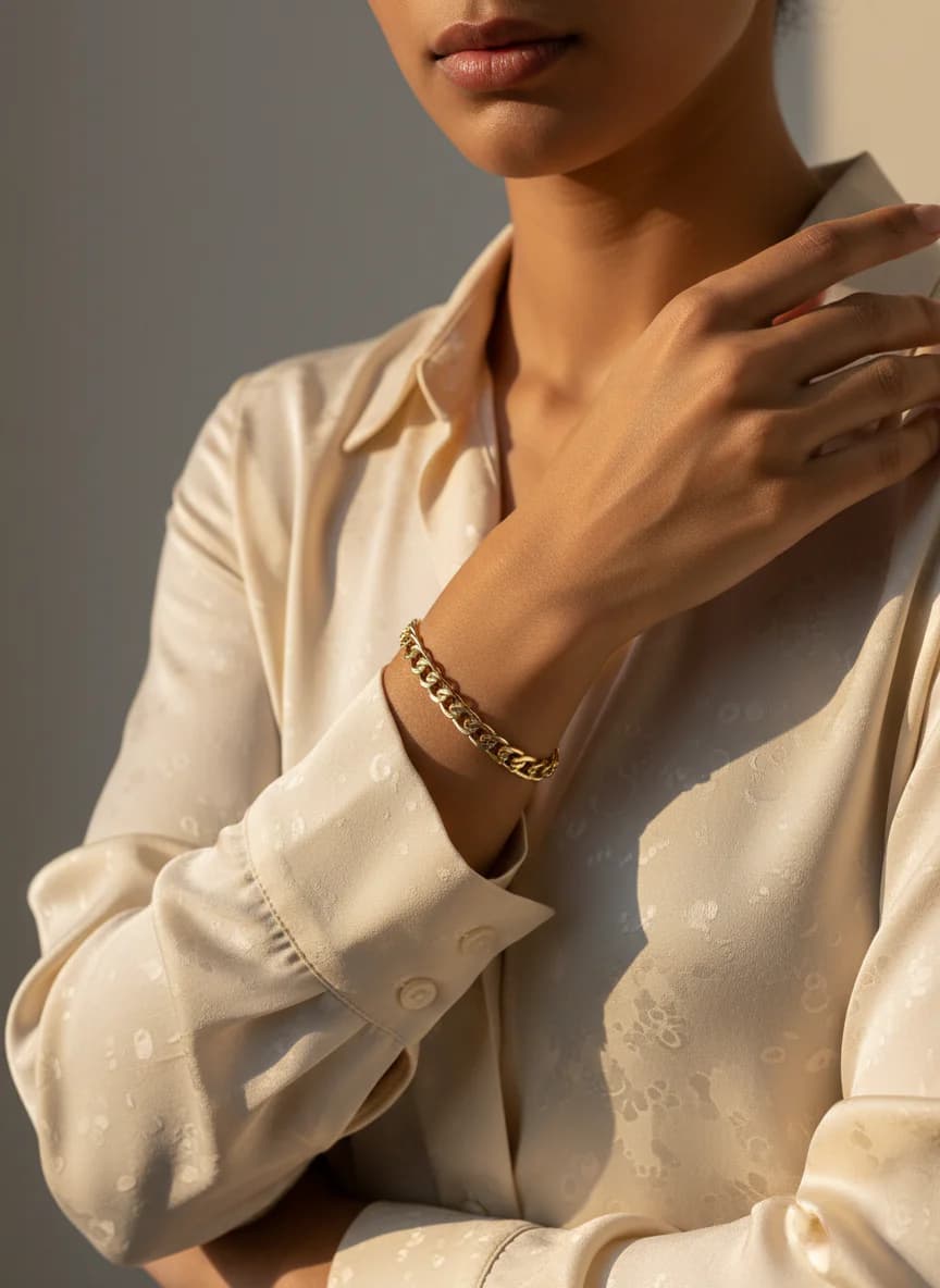 Parlak Altın Rengi Şık Zincir Bileklik Takı