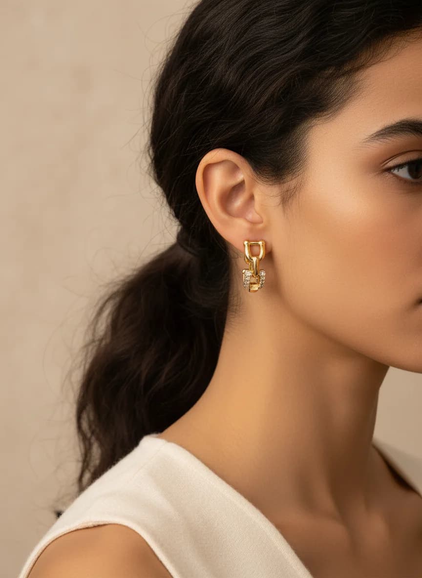 Modern U Tasarım Halka Küpe Seti - Altın & Gümüş Rengi