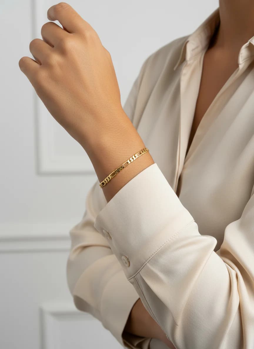 Altın Rengi Figaro Zincir Bileklik - Şık & Trend