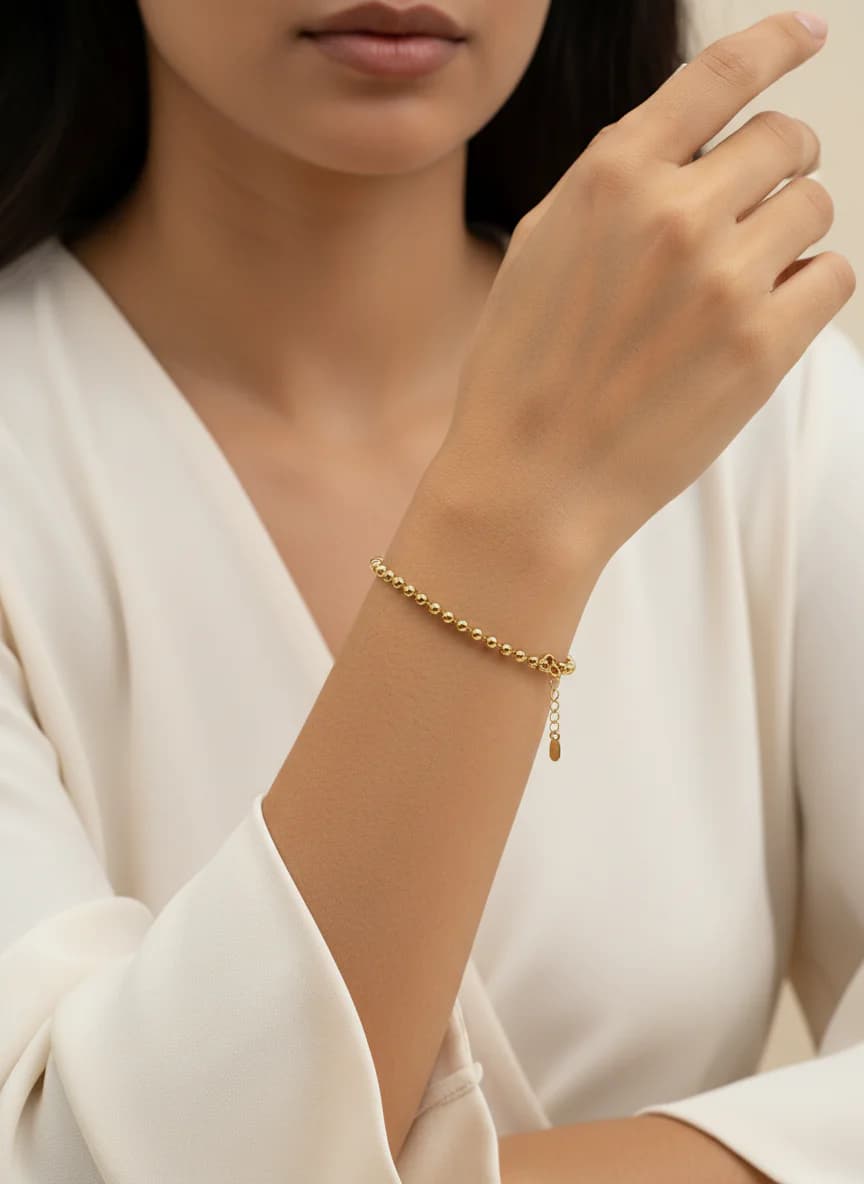 Parlak Altın Rengi Faseta Toplu Zincir Bileklik