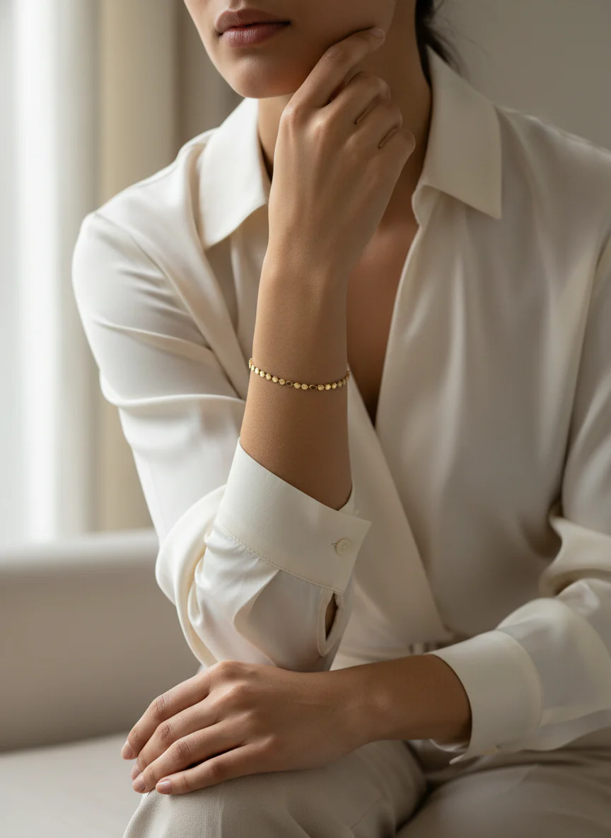 Zarif Altın Renk Pul Disk Zincir Bileklik