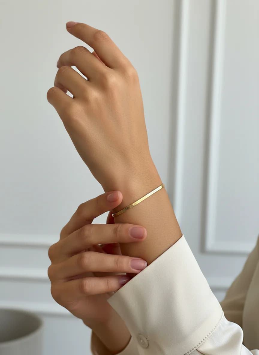 Altın Balıksırtı Yılan Zincir Bileklik - Şık Kadın Takı