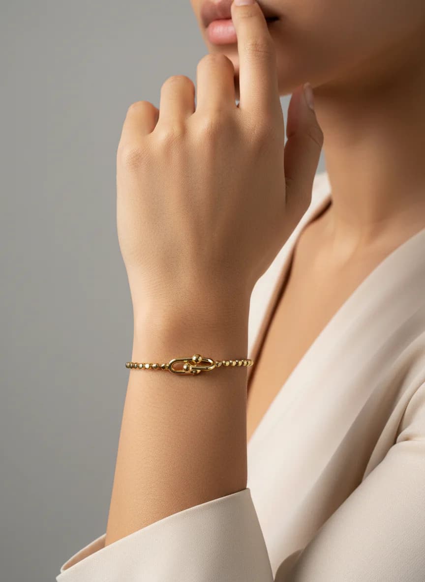 Özel Tokalı Gold Kaplama Minimalist Zincir Bileklik