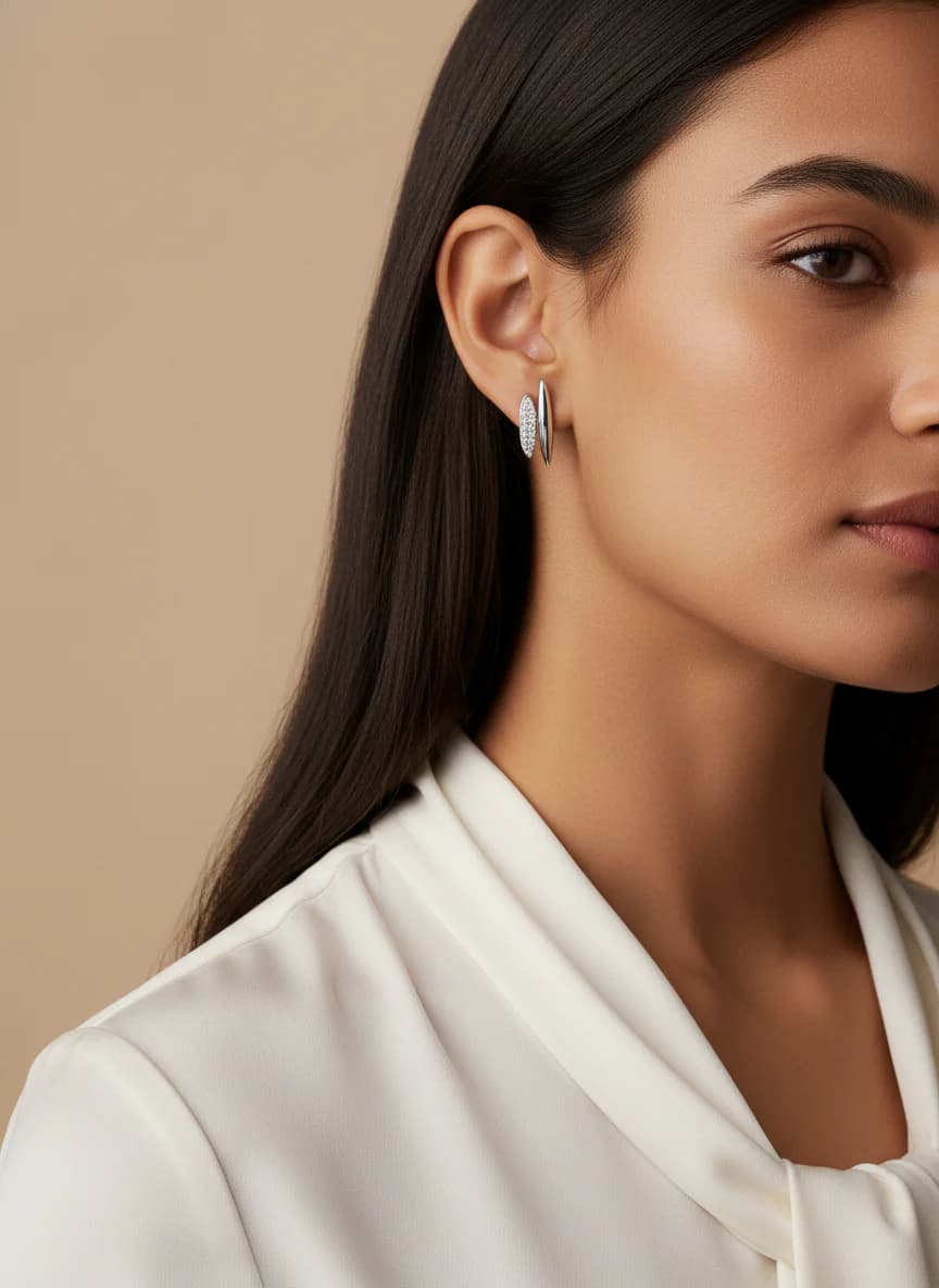 Modern Çift Bar Zirkon Taşlı Gümüş Küpe