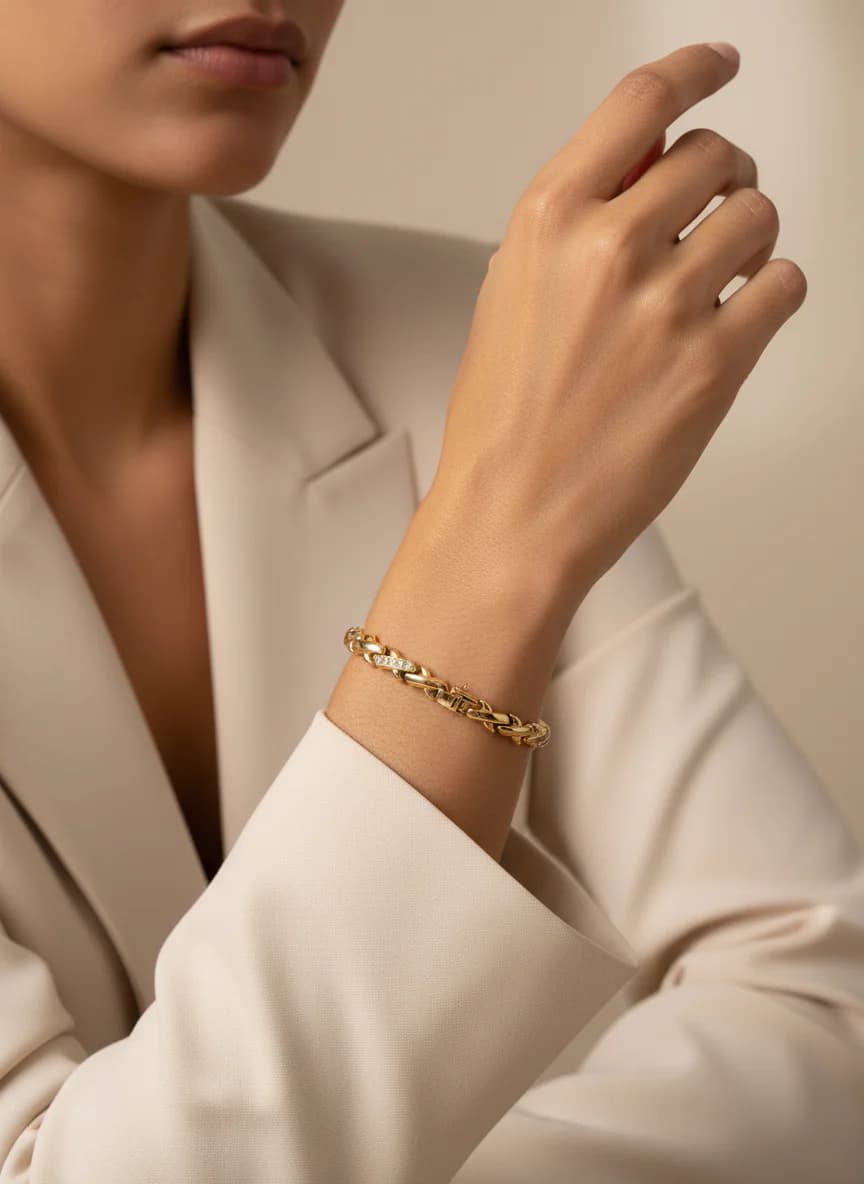 Zirkon Taşlı X Desenli Altın Kaplama Şık Kadın Bileklik