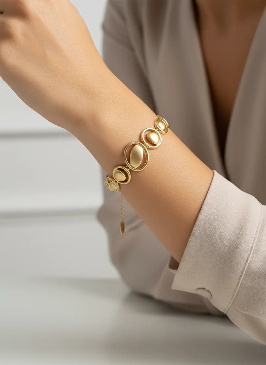 Modern Oval Altın Rengi Ayarlanabilir Tasarım Bileklik
