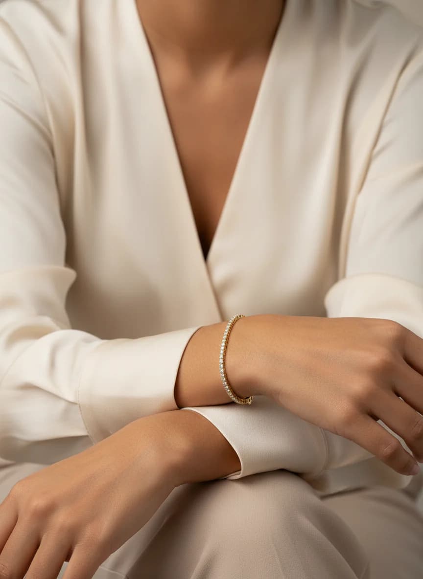 Ayarlanabilir Altın Rengi Taşlı Su Yolu Bileklik