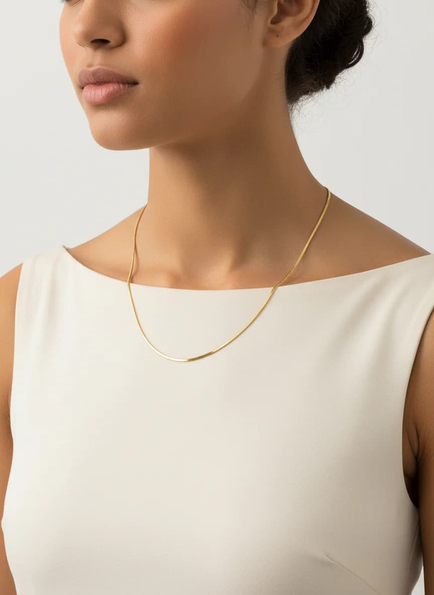 Sarı Altın Zarif İnce Zincir Kolye