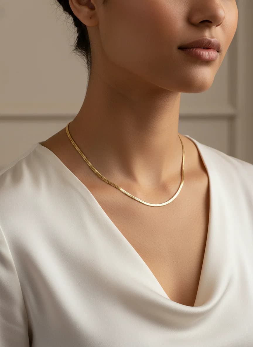 Şık Altın Rengi Yılan Zincir Kolye XP Damgalı