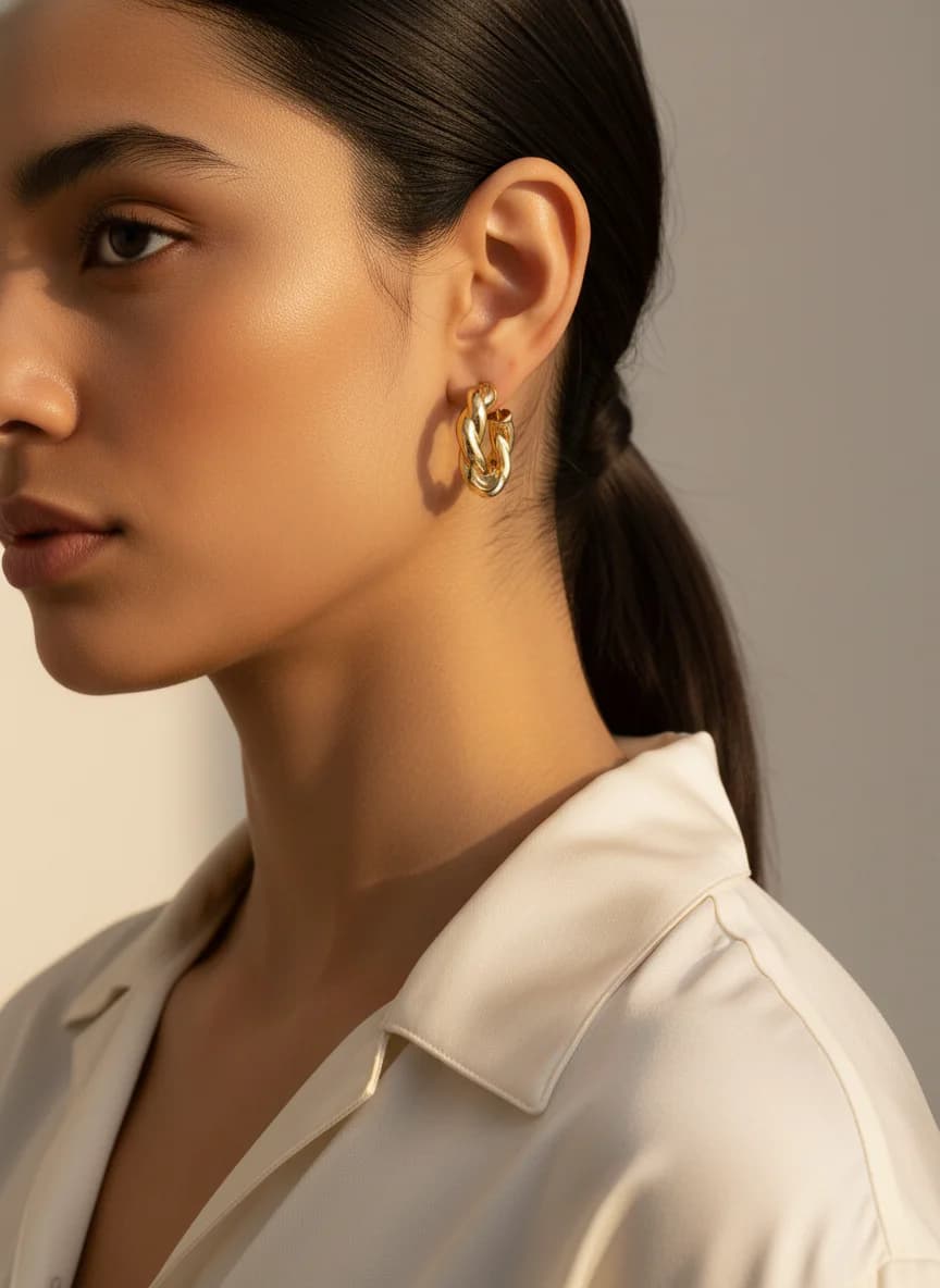 Burgu Tasarım Altın Rengi Şık Halka Küpe