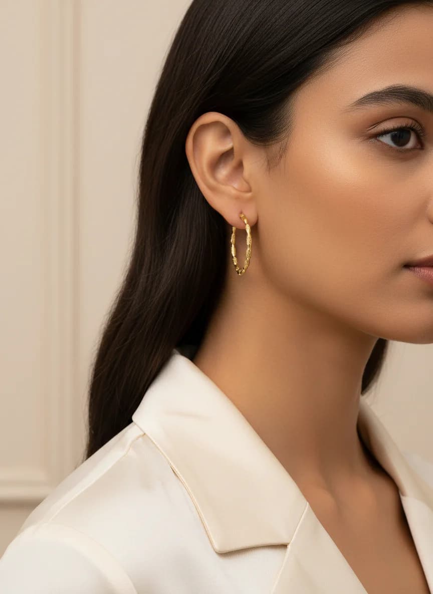 Burgulu Altın Rengi Halka Küpe | Şık Takı