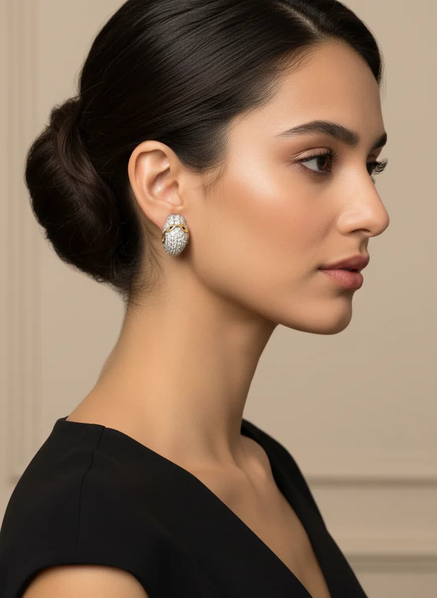 Zirkon Taşlı Altın Rengi Leopar Figürlü Halka Küpe