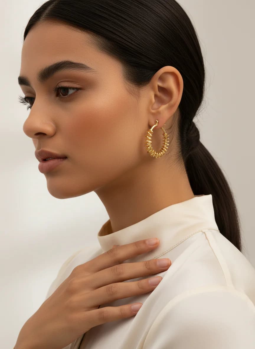 Rose Altın Kalpli Halka Küpe | Şık Kadın Takı