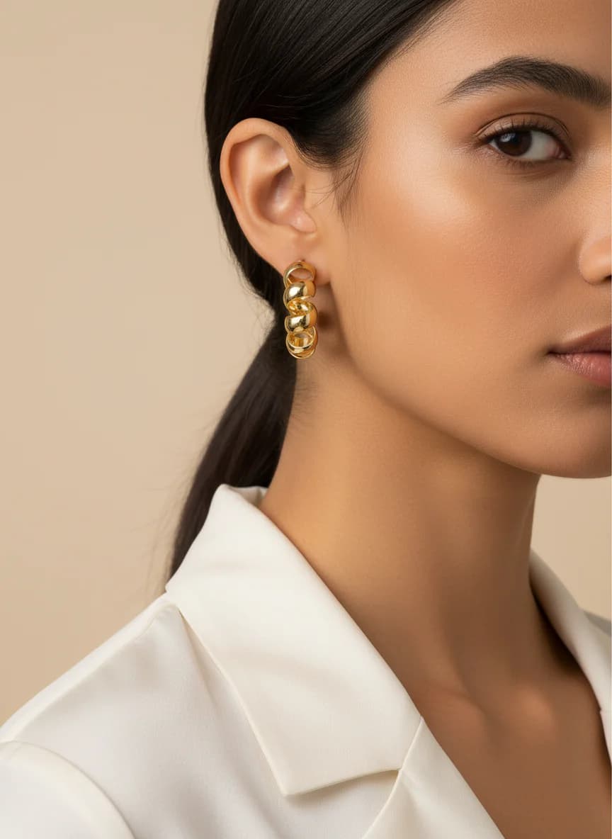 Altın Renk Sarmal Burgulu Halka Küpe Çifti