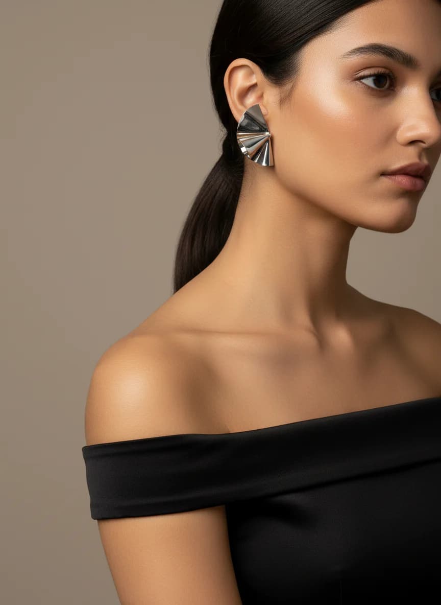 Modern Metal Tasarım Parlak Katmanlı Küpe