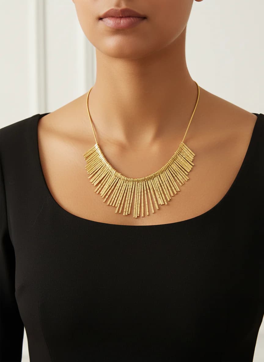 Altın Kaplama Modern Bib Kolye | Şık Tasarım Kadın Zincir