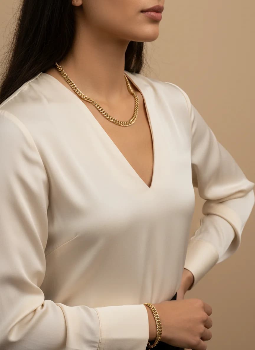 Altın Kaplama Gurmet Zincir Kolye ve Bileklik Seti