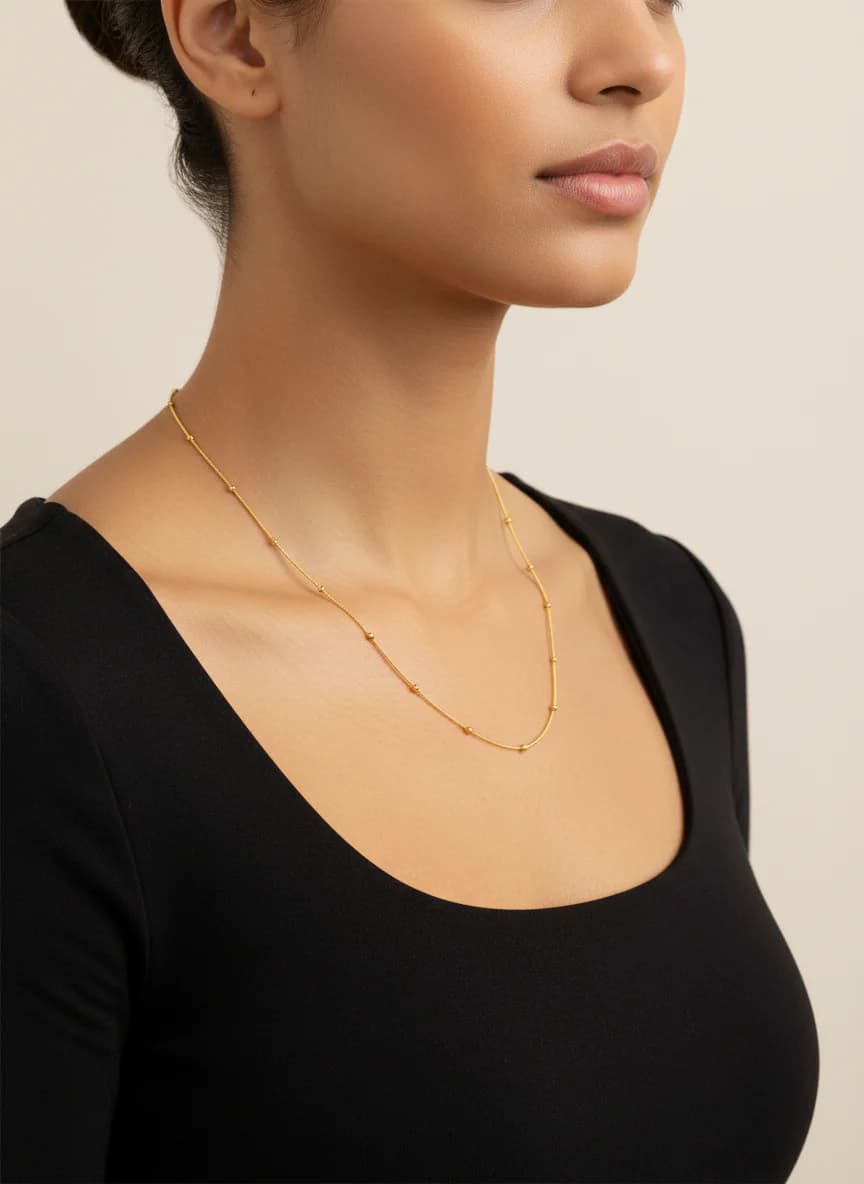 Dorika Detaylı Altın Rengi Minimalist Zincir Kolye