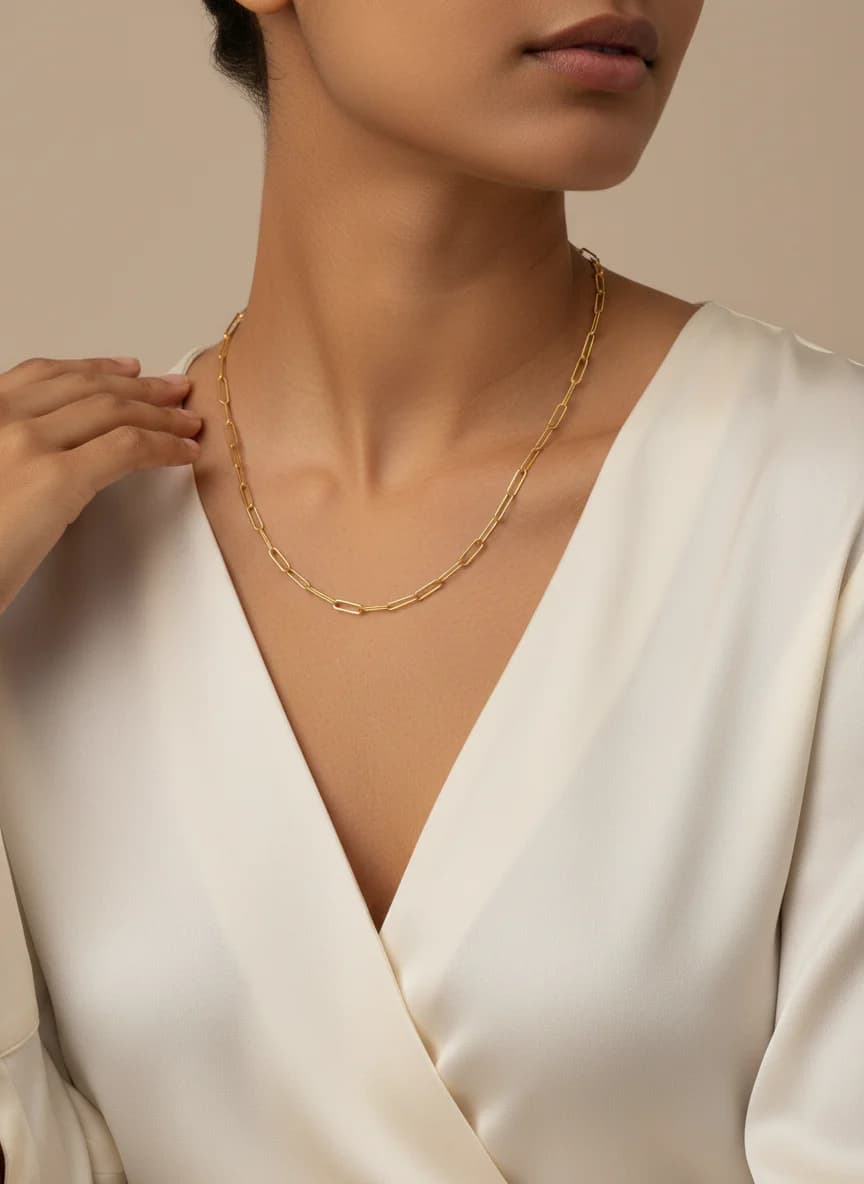 Ataş Zincir Kolye | Gold Renk Minimalist Tasarım