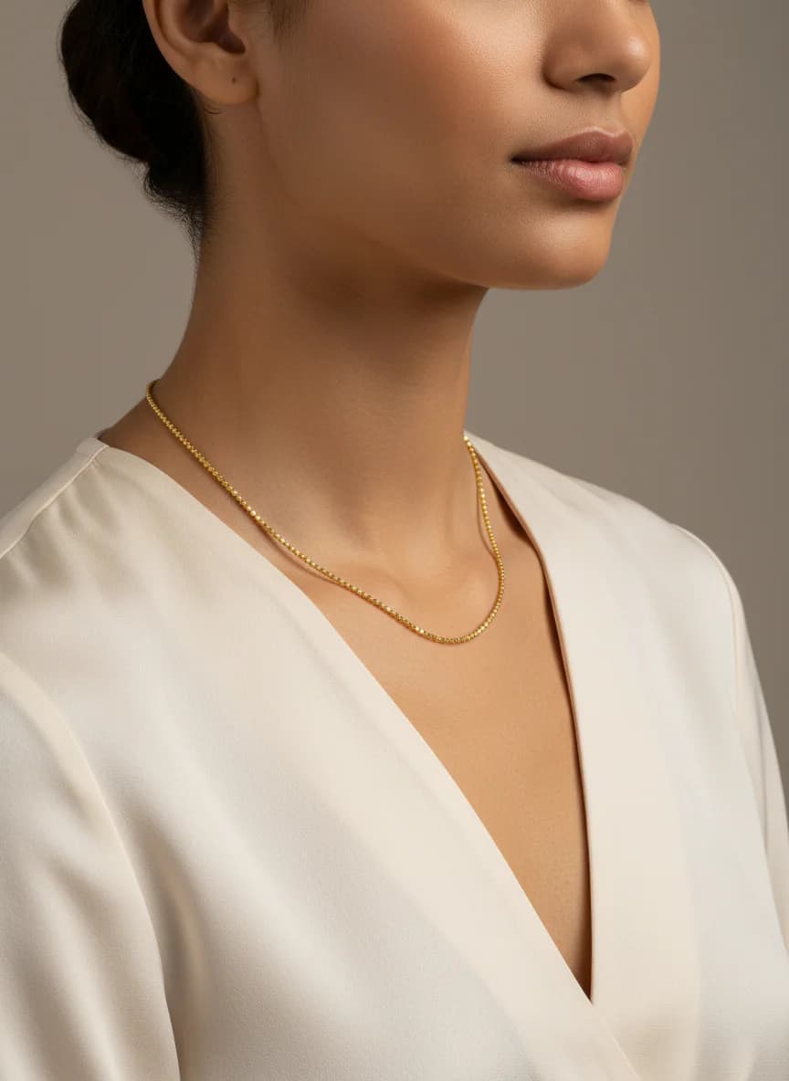 Zarif Dorika Altın Kolye Zinciri - Parlak Gold