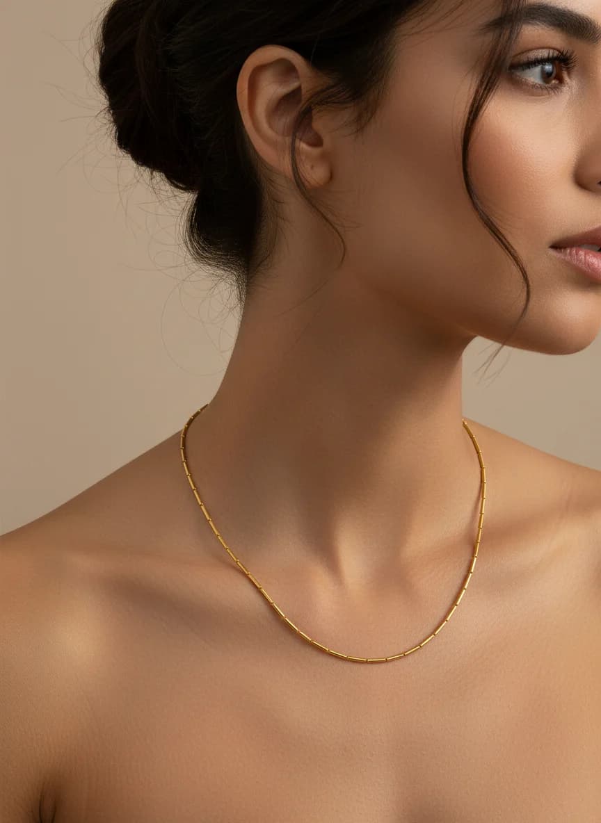 Altın Çubuk Zincir Kolye - Zarif ve Minimalist