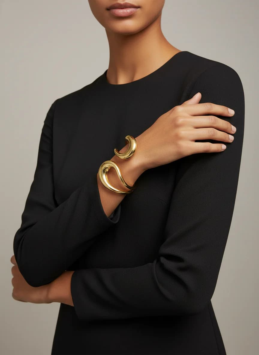 Modern Tasarım Parlak Altın Kelepçe Bileklik