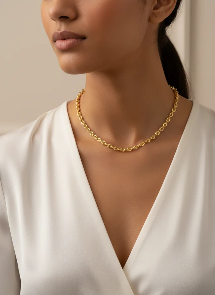 Özel Tasarım Burgulu Altın Zincir Kolye