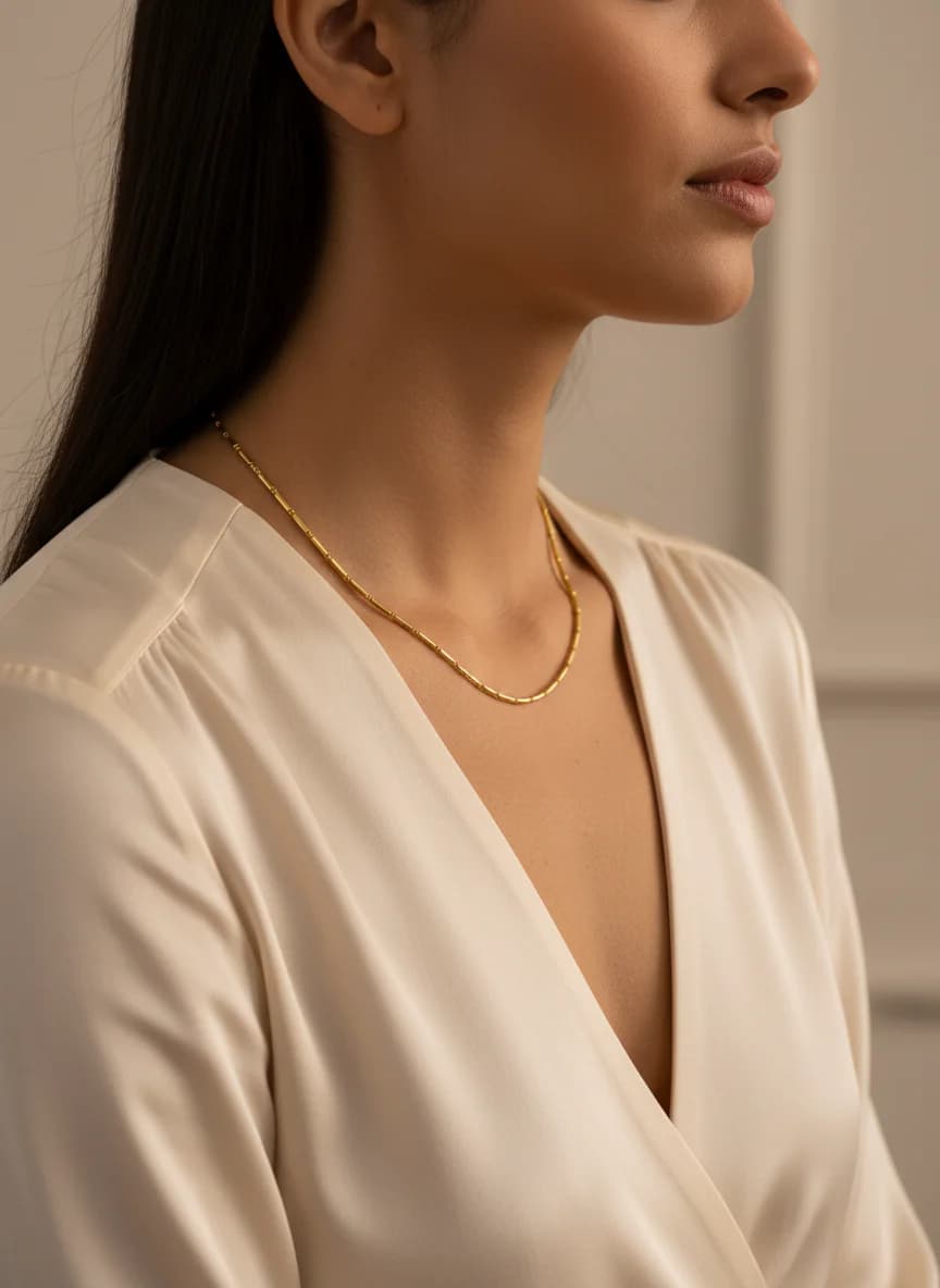 Zarif Altın Zincir Kolye - Modern Bar Tipi Gerdanlık
