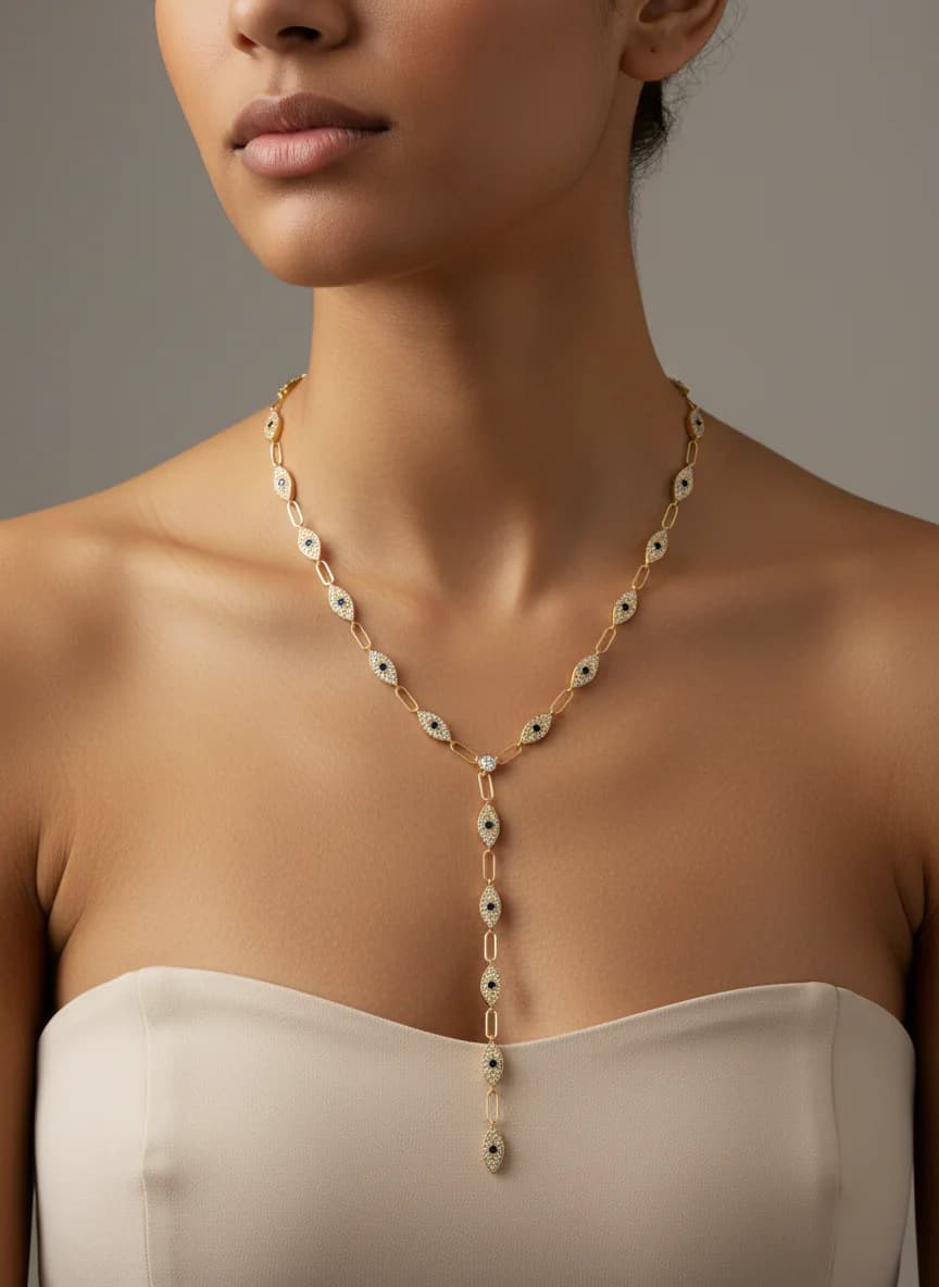 Altın Kaplama Çok Katlı Zirkon Taşlı Kolye | Şık & Zarif