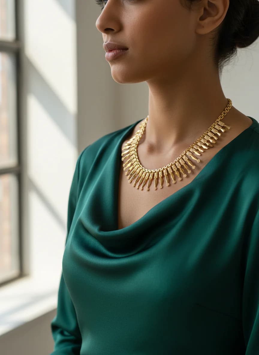 Özel Tasarım Hint Motifli Altın Kolye