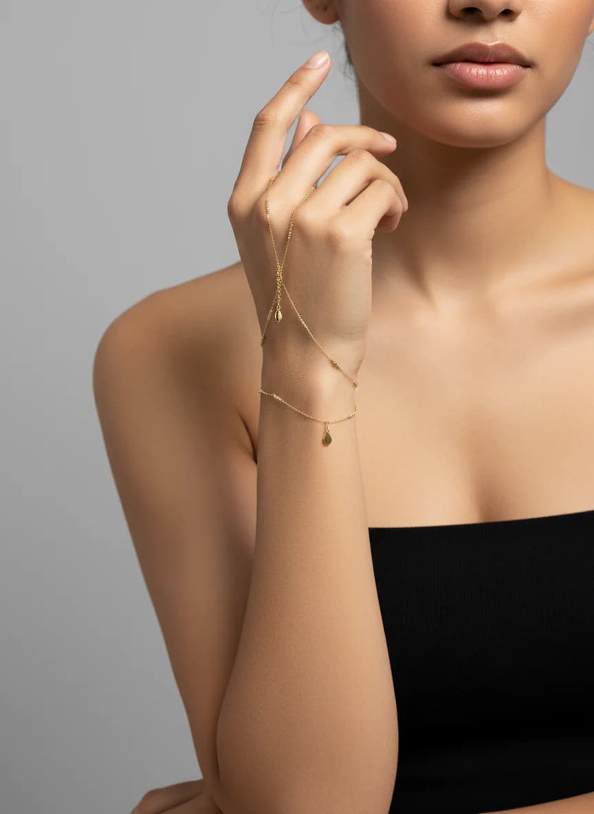 Zarif Altın Şahmeran Zincir Bileklik Yüzük Takı