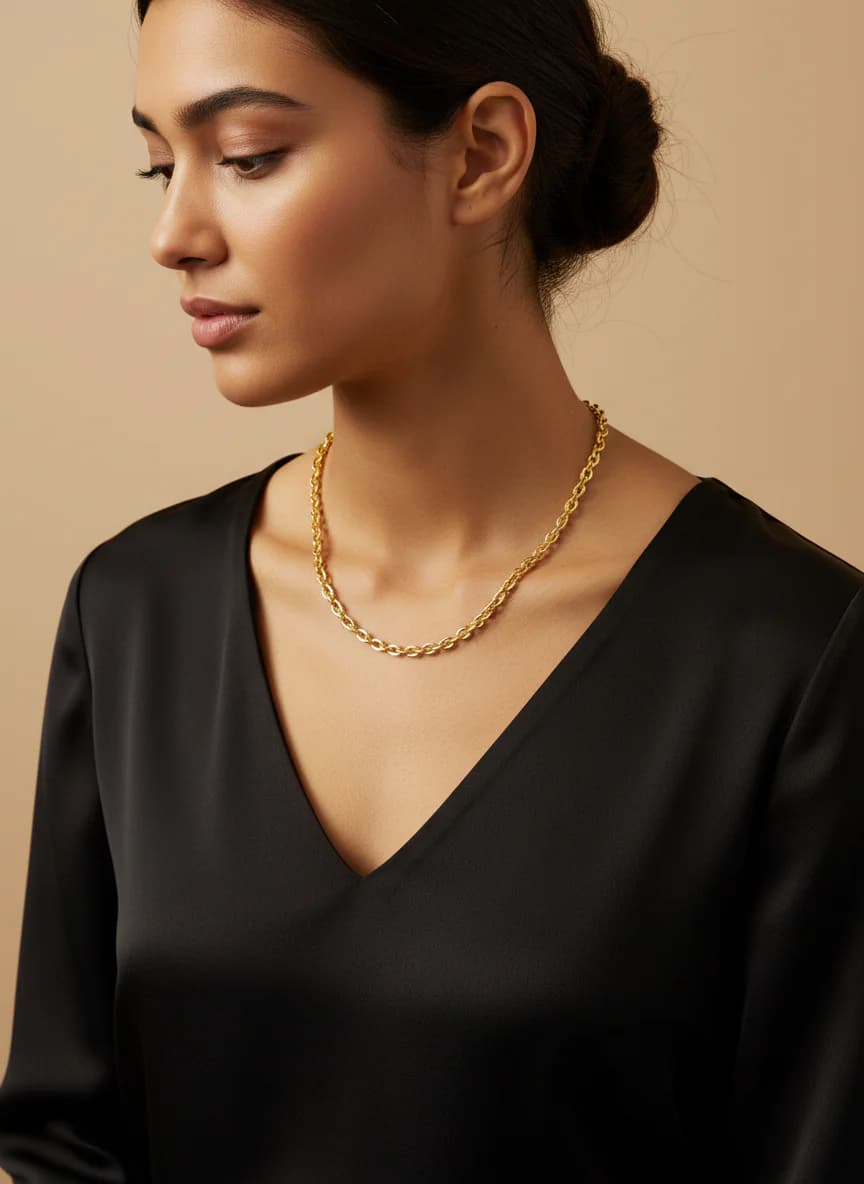 Kalın Oval Link Altın Zincir Kolye