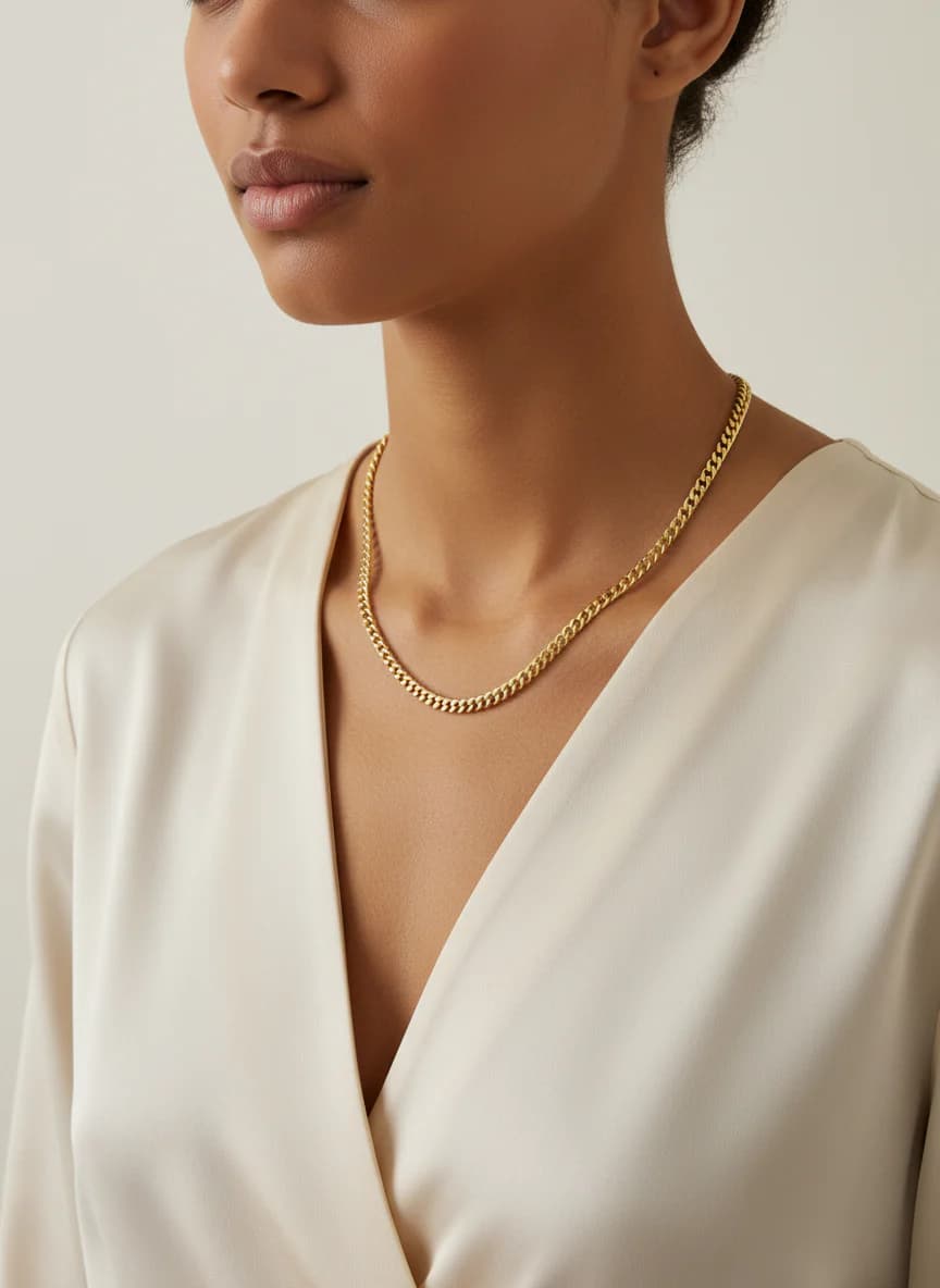 Modern Şık Altın Zincir Kolye - Curb Model