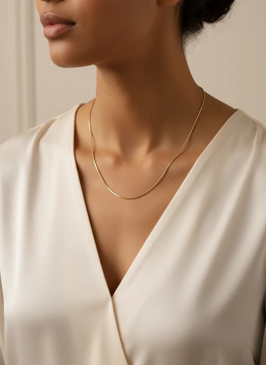 Zarif İnce Altın Yılan Zincir Kolye