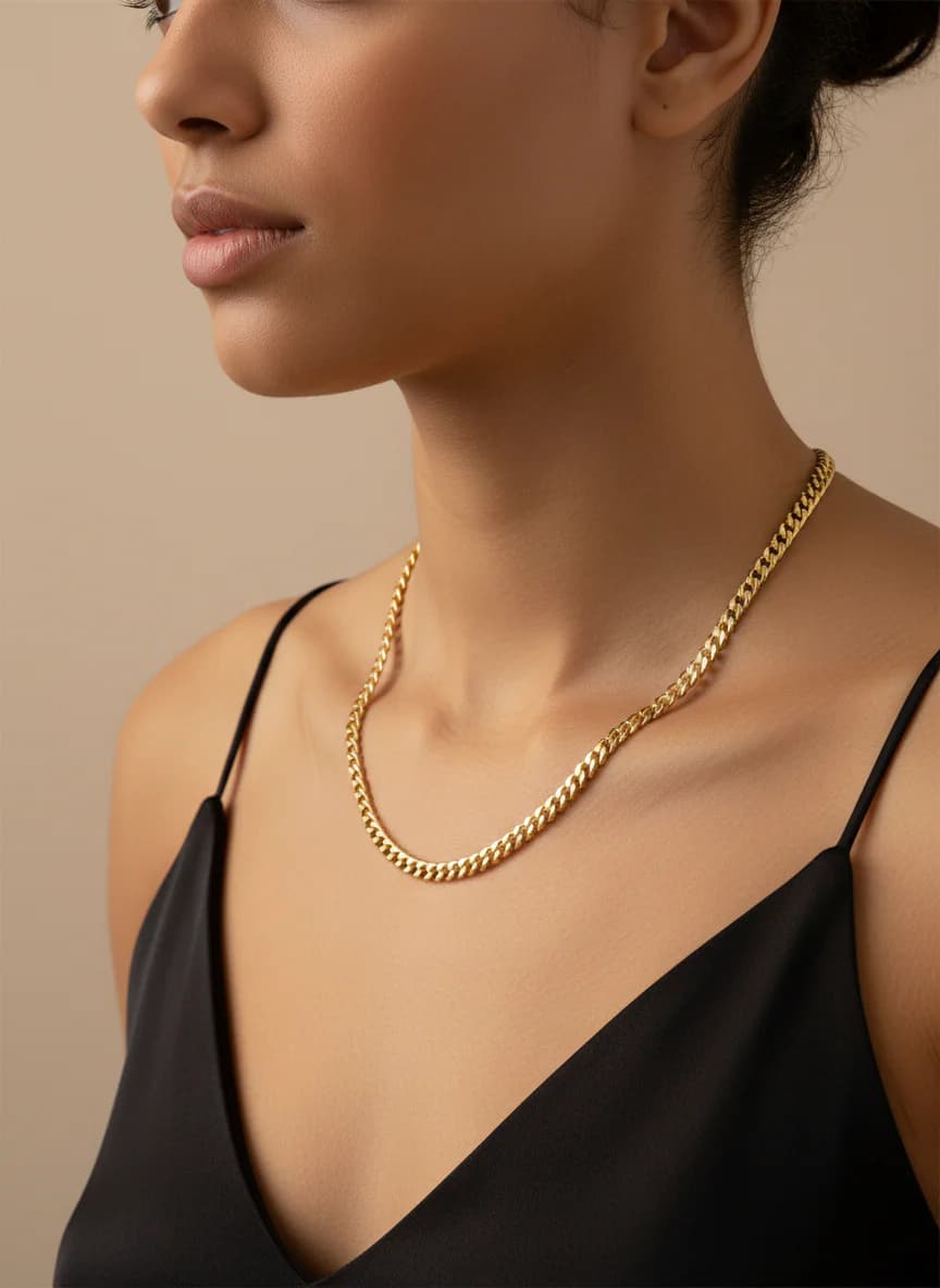 Parlak Altın Rengi Gurmet Zincir Kolye - Unisex Şık Tasarım