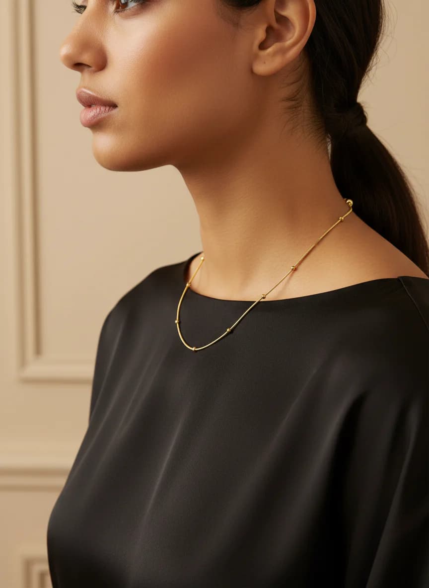 Altın Top Top Zincir Kolye - 14 Ayar Minimalist Şık Model