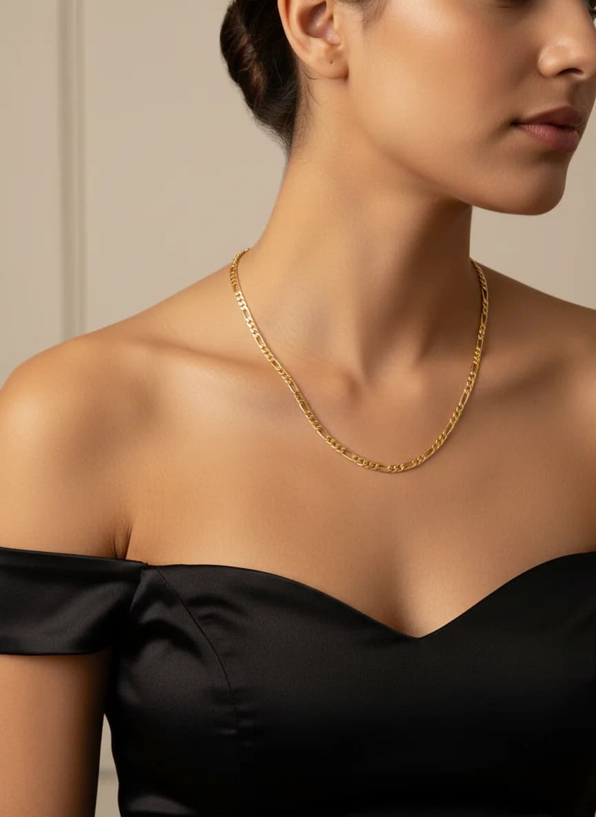 Şık Figaro Zincir Altın Kolye - Unisex Sarı Altın Zincir