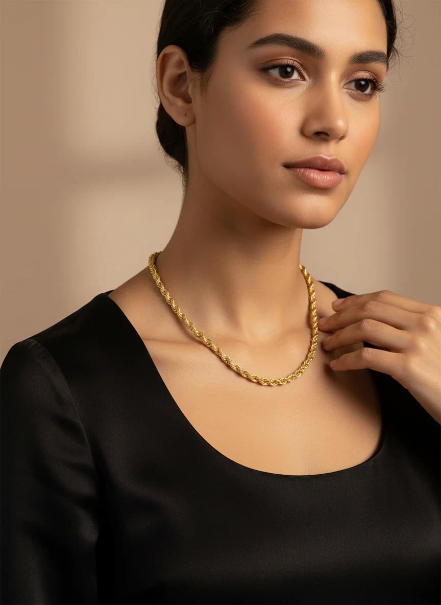 Altın Halat Zincir Kolye - Parlak ve Şık Tasarım