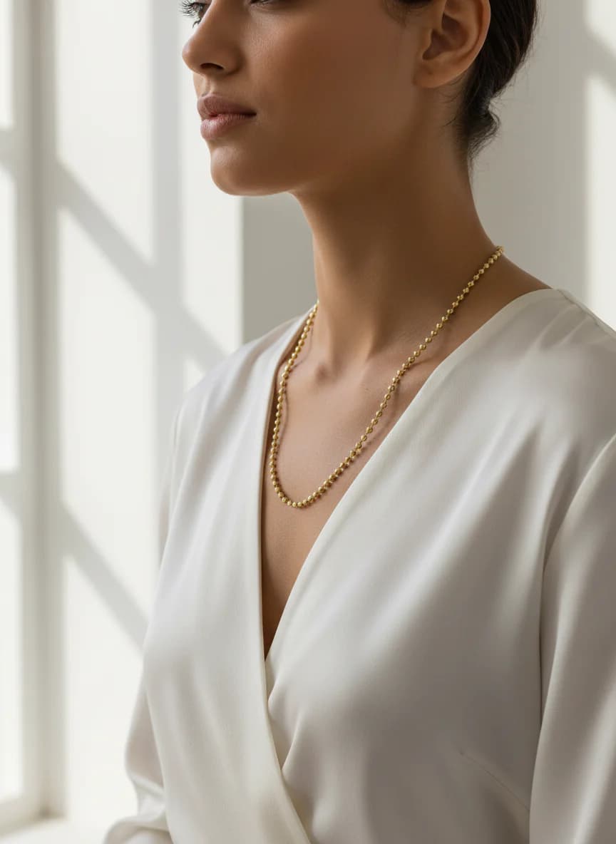 Altın Dorika Top Zincir Kolye