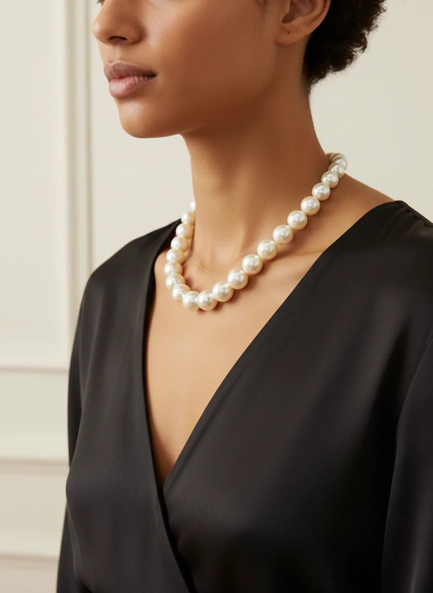 Klasik Şık Büyük İnci Kolye - Kadınlara Özel Tasarım