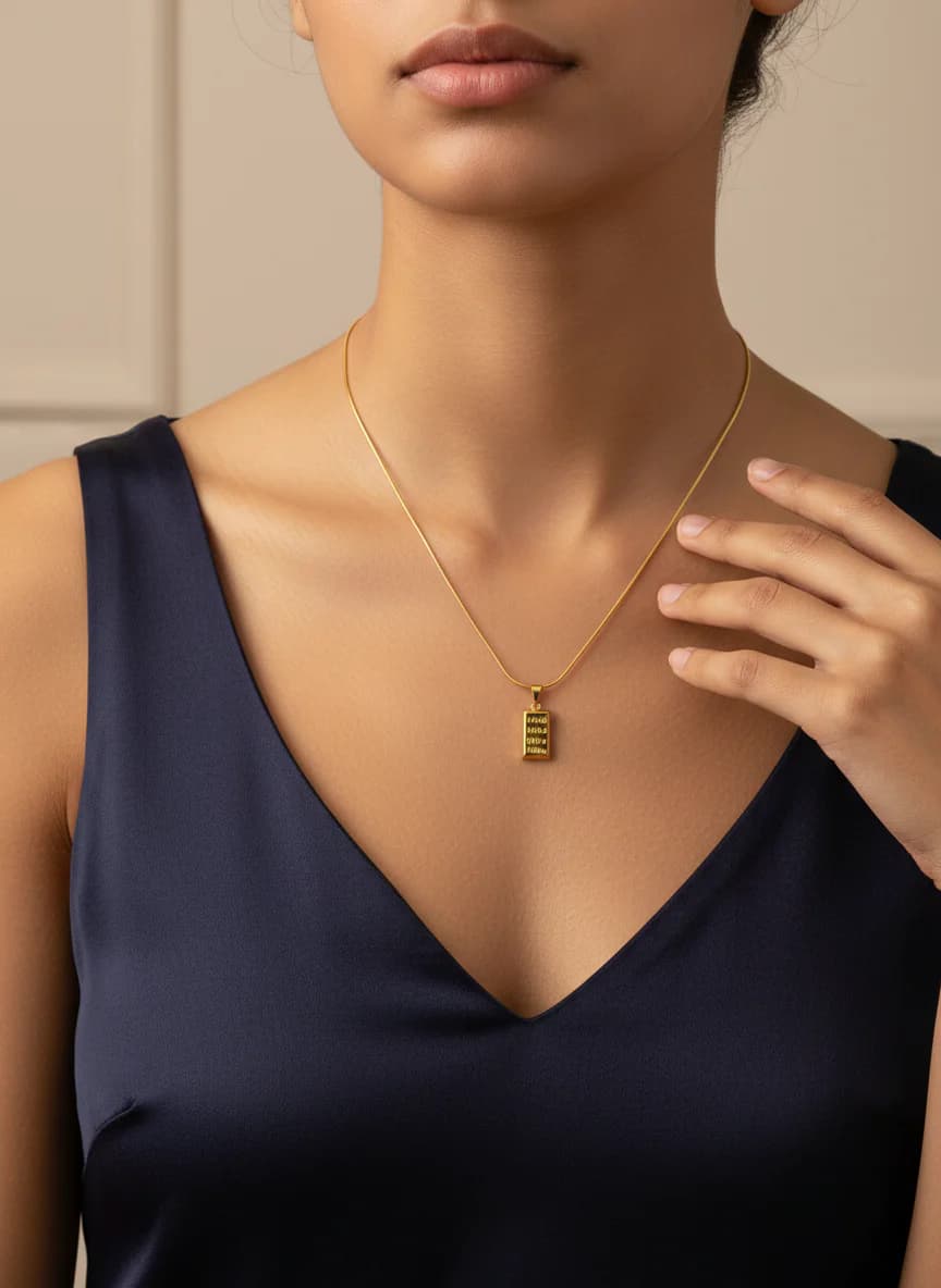 Altın Külçe Kolye Zincirli – 999.9 Saflık Görünümlü