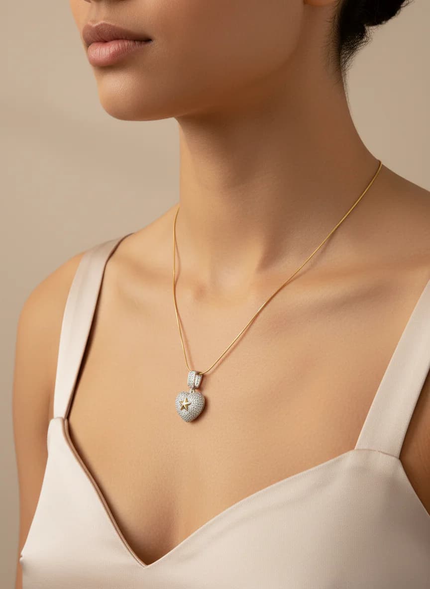 Kalpli Yıldız Zirkon Taşlı Altın Kaplama Kolye