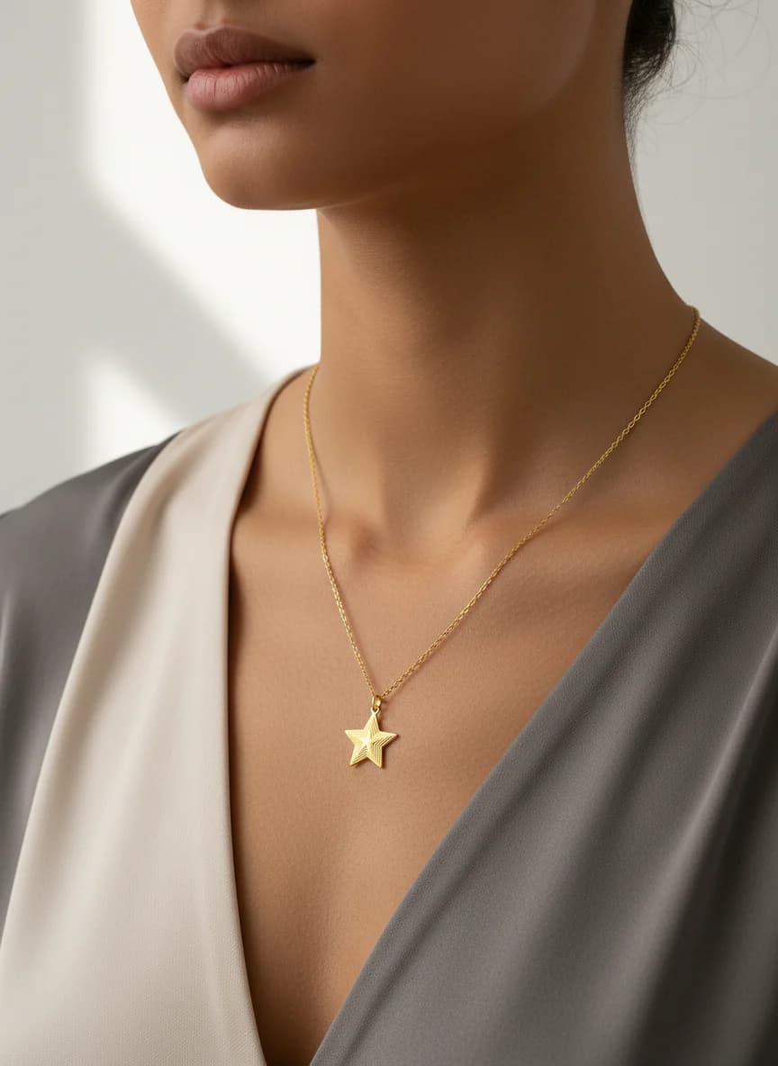 Altın Rengi Yıldız Kolye | Şık Kadın Takı Aksesuarı