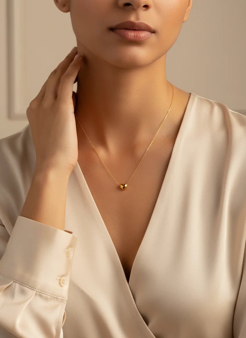 Zarif Minimalist Altın Kalp Uçlu Kolye Zincir