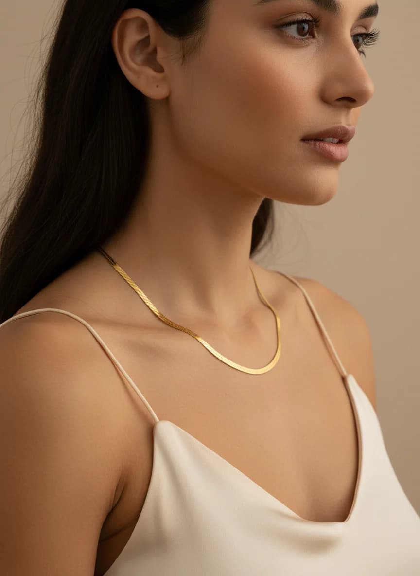 Altın Renkli Balıksırtı Zincir Kolye