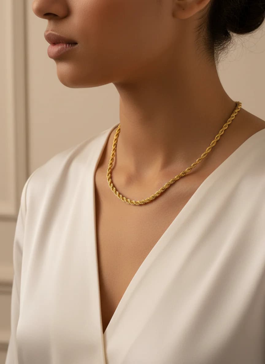 Parlak Burgu Altın Zincir Kolye