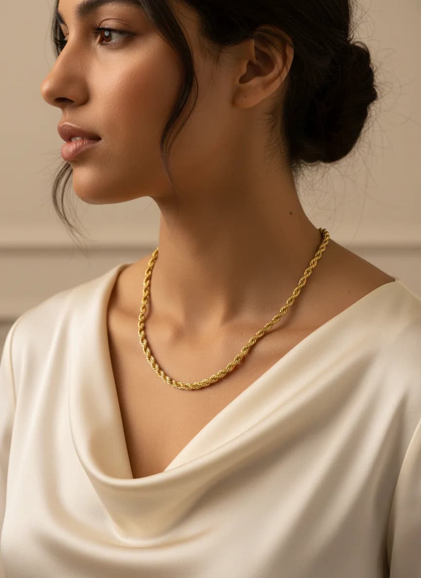 22 Ayar Altın Halat Zincir Kolye - Klasik ve Şık