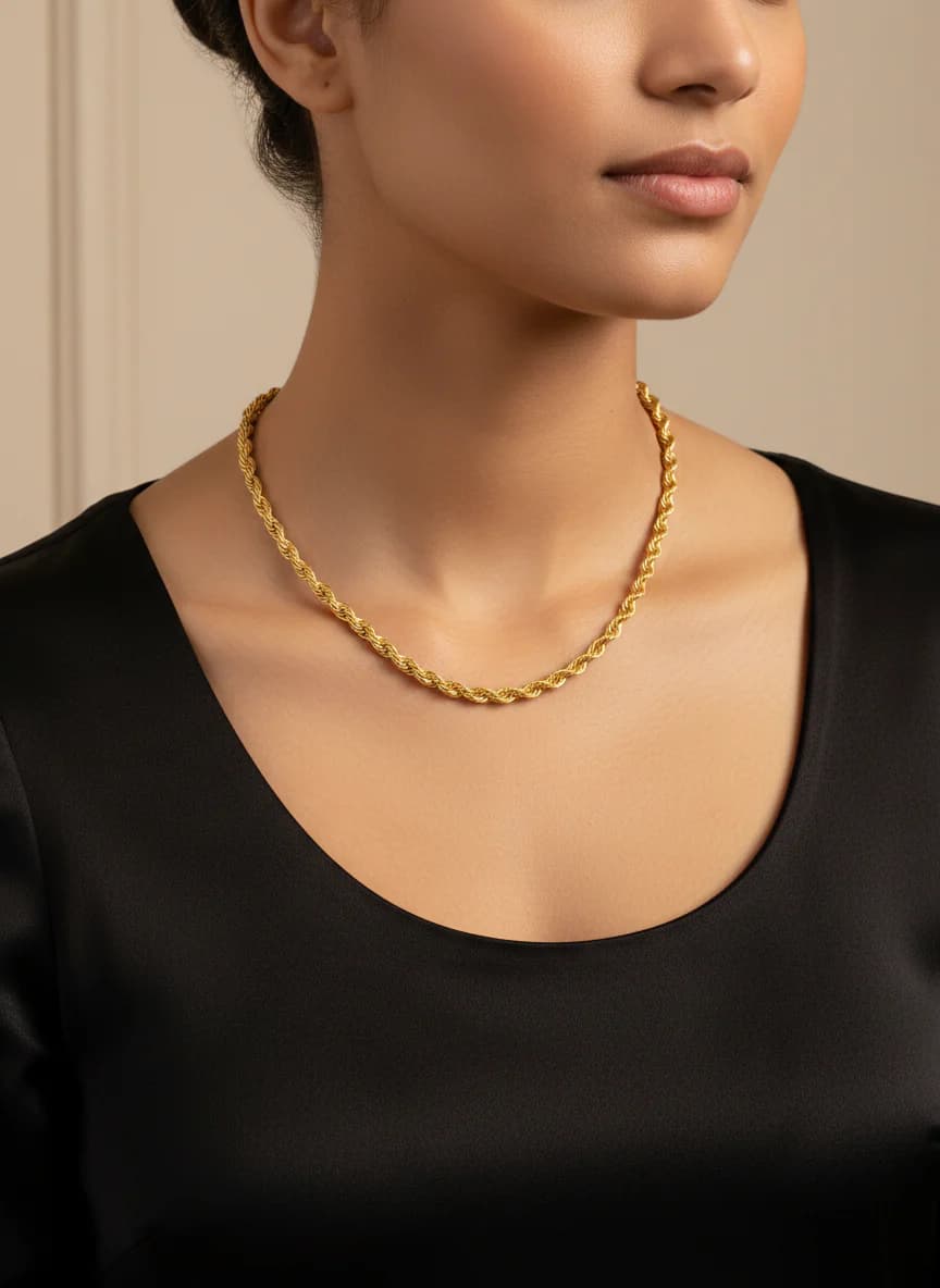 22 Ayar Sarı Altın Burgu Zincir Kolye - Klasik Şıklık