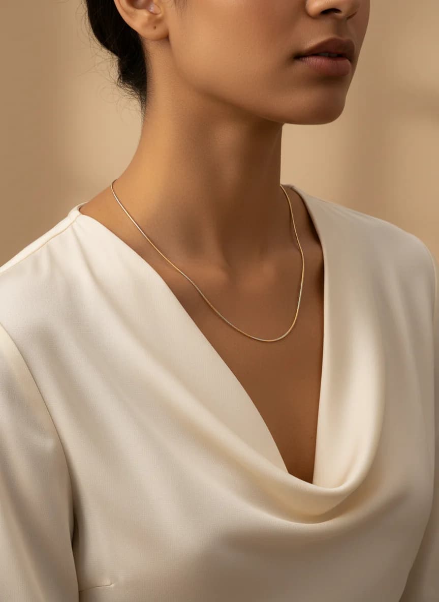 İki Renkli Yılan Zincir Altın Gümüş Kolye