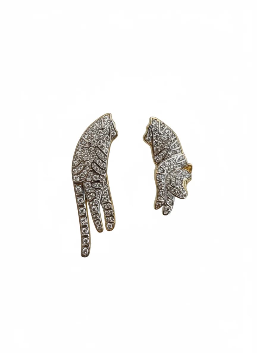 Altın Rengi Zirkon Taşlı El Küpesi